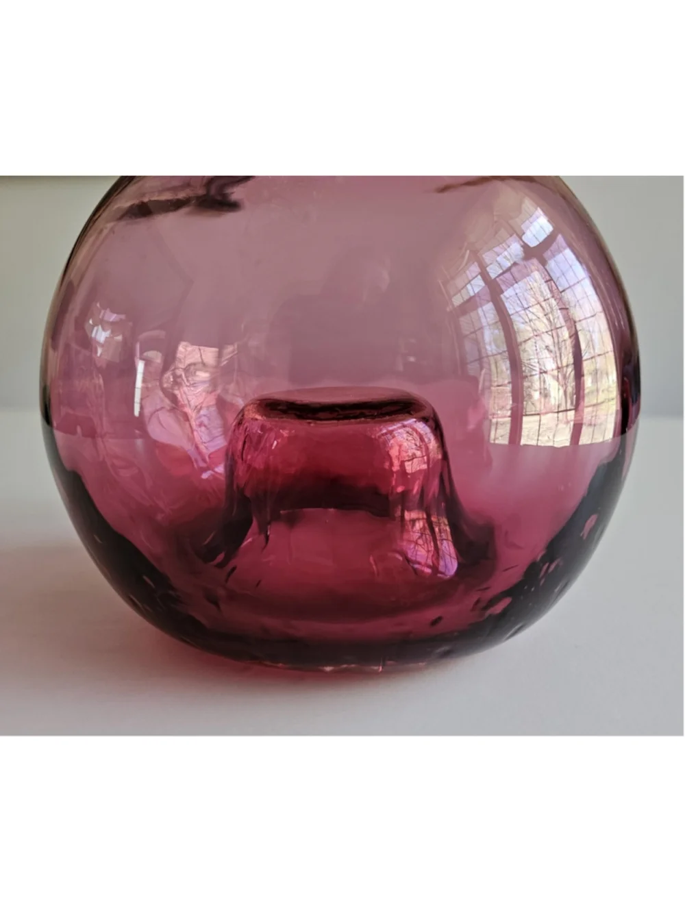 Vintage Pilgrim Glass Cranberry Optic Rose Bowl Vase - 5.5
